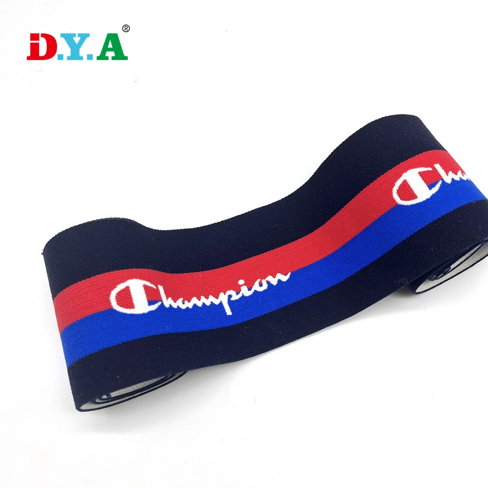 Custom Super Wide 7.5cm Brand Logo Nylon Jacquard Elastic Band for Clothes Wasitband Belt