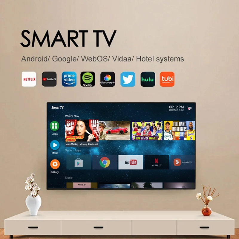 UHD de pantalla plana de televisión digital de 4K 65 75 85 100 pulgadas de tamaño grande Bluetooth Smart TV Web OS Android TV LCD LED