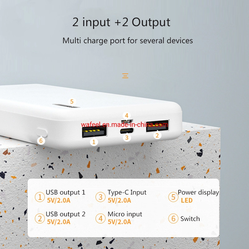 OEM/ODM Mini Portable Mobile Phone Charger with 2 USB 10000mAh Power Bank