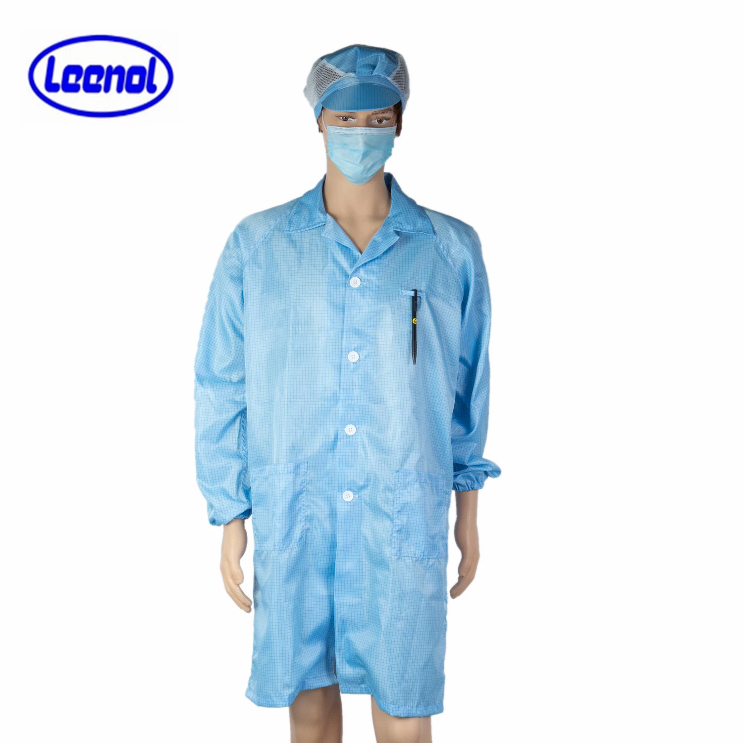 ESD Conductive Polyester Fabric Antistatic Cleanroom Gown ESD Clothes