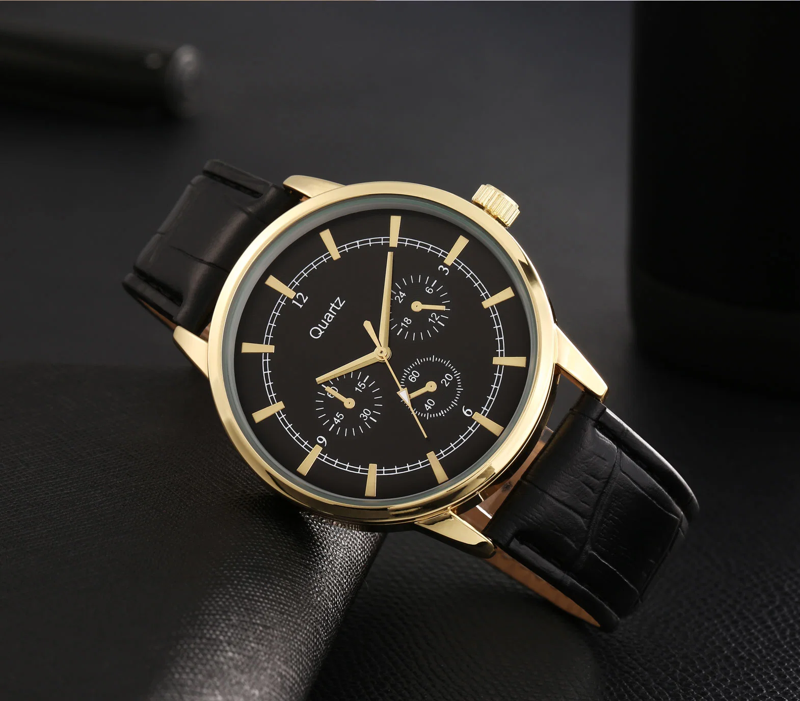 Low MOQ Japan Movement Leather Strap Men Watch