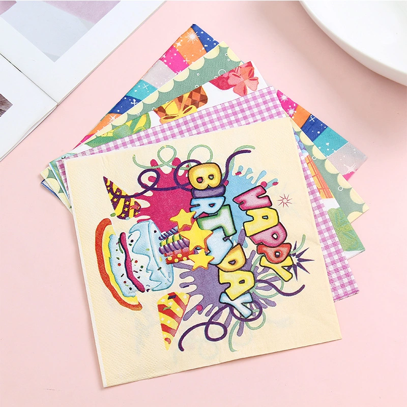 Cartoon Happy Birthday Customized Printing 2ply Paper Napkin