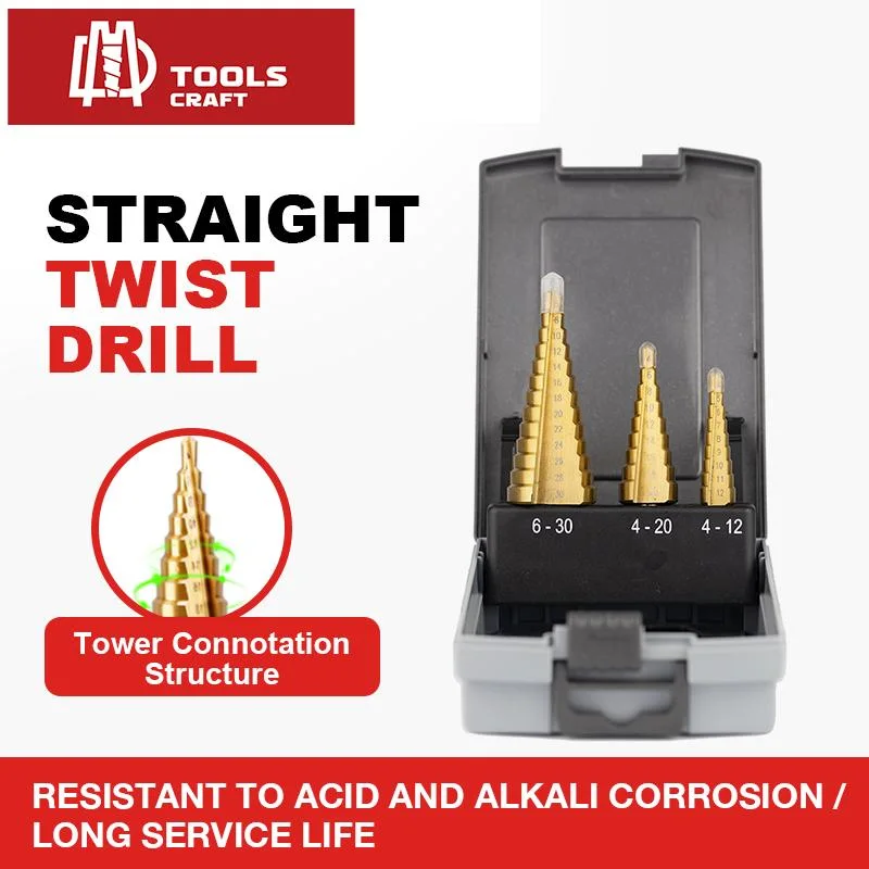 Le titane plaqué de métal à goujure hélicoïdale HSS Étape Jeu de forets
