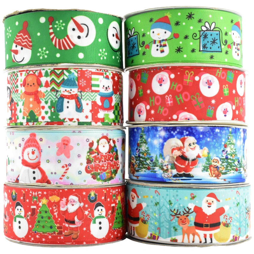 Factory OEM/OEM Customized Printed Christmas Character Grosgrain Ribbon Festival Celebration Decoration Ribbon for Wreath Crafts Decoration