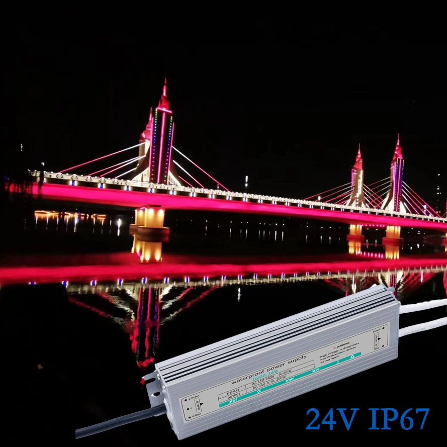DC24V IP67 Outdoor Waterproof LED Transformer for Bridge LED Lighting