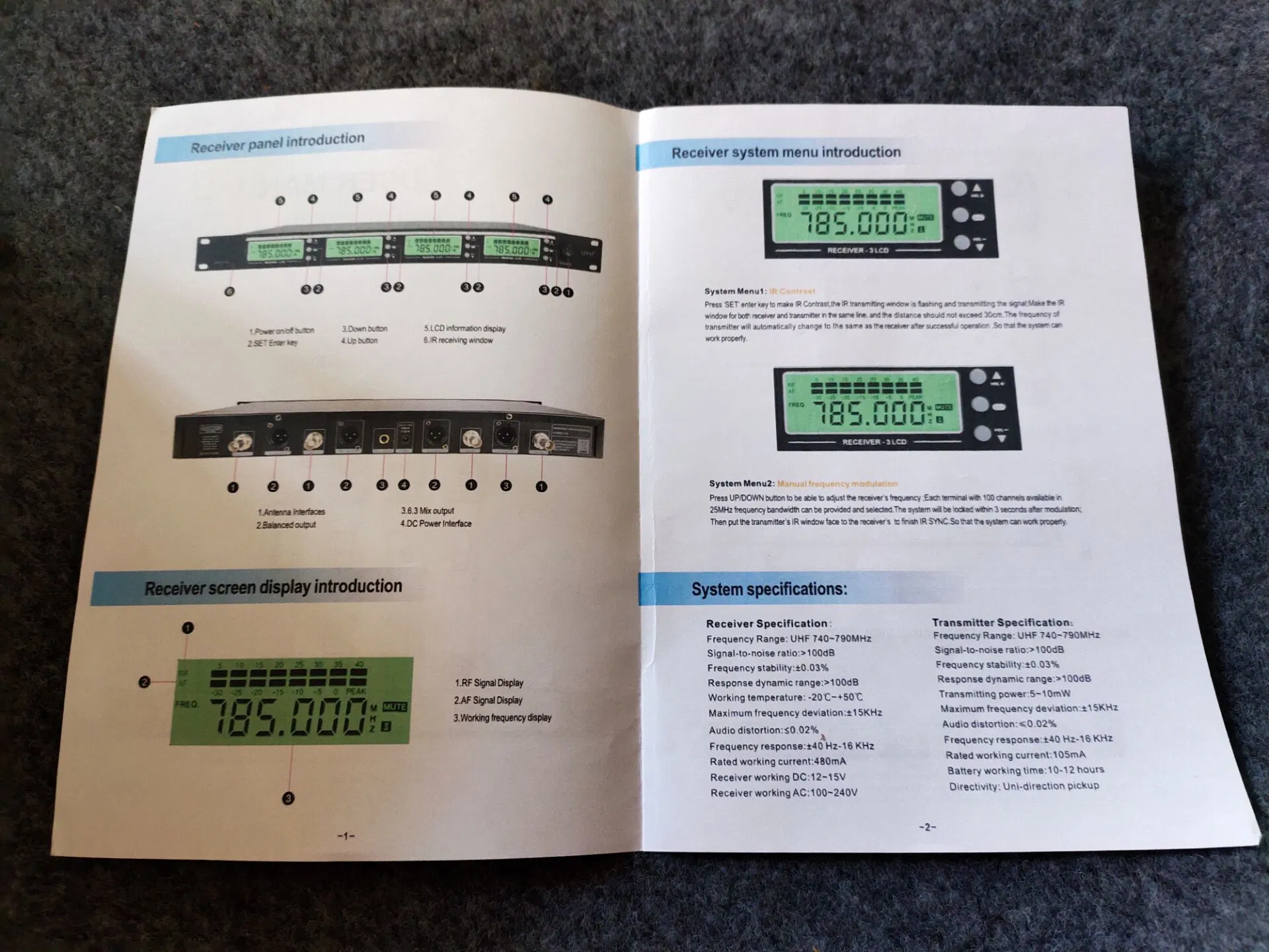 OEM FM Typ Zinklegierungsrohr 60-100m 4 Kanal UHF Drahtloses Mikrofon