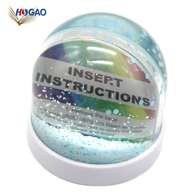 Color personalizado Glitter acrílico transparente de la base de la cúpula de acrílico de bricolaje Foto insertar el globo de agua vacías de plástico Snow Globe