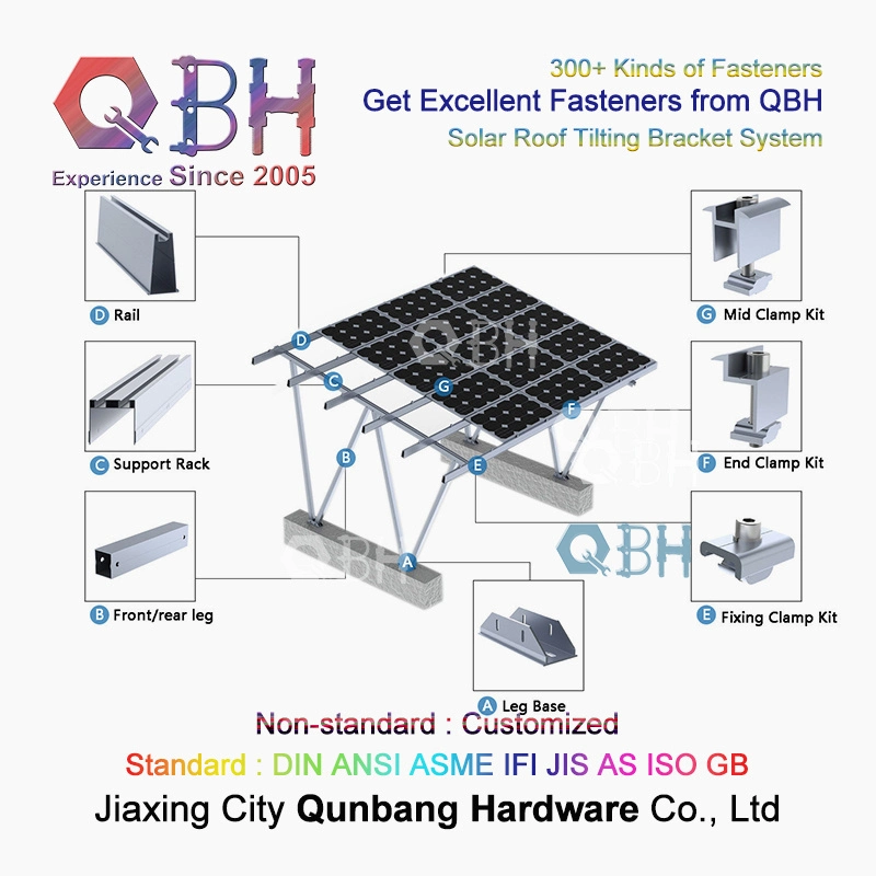 QBH Personalizado de alta qualidade com as/NZS 1170 Liga de alumínio para telhados Suporte inclinado inclinado inclinado inclinado para célula fotovoltaica Solar