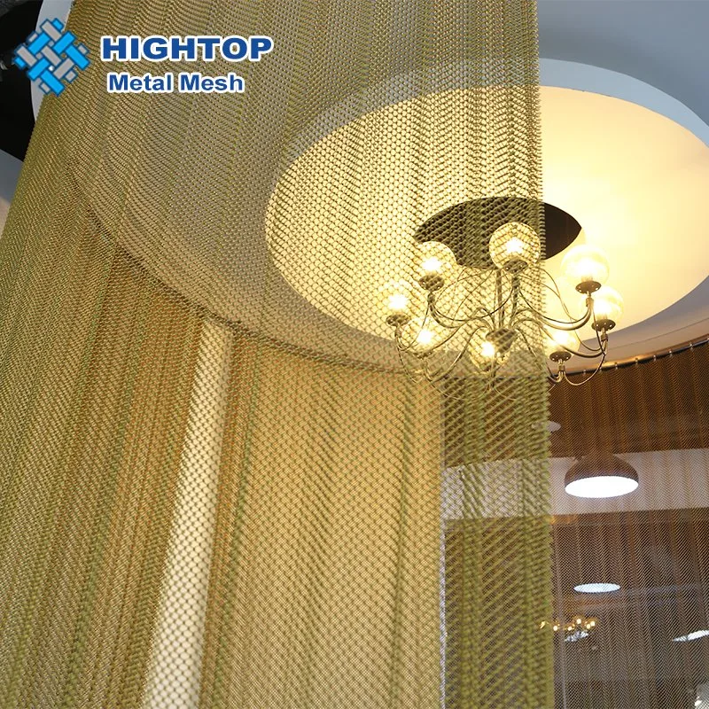 Chain Link Mesh Metal Curtains with Golden Color