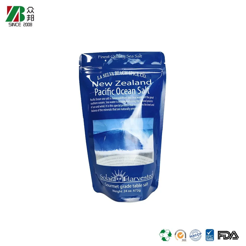 High quality custom food grade natural crystal himalayan salt packaging stand up bag