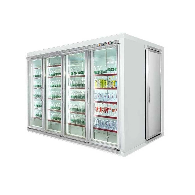 Puerta de vidrio Display refrigerador refrigerador con carga posterior para bebidas