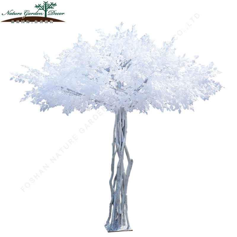 10FT Cor Branco Grande Banyan Planta para decoração branca artificial Ficus Tree