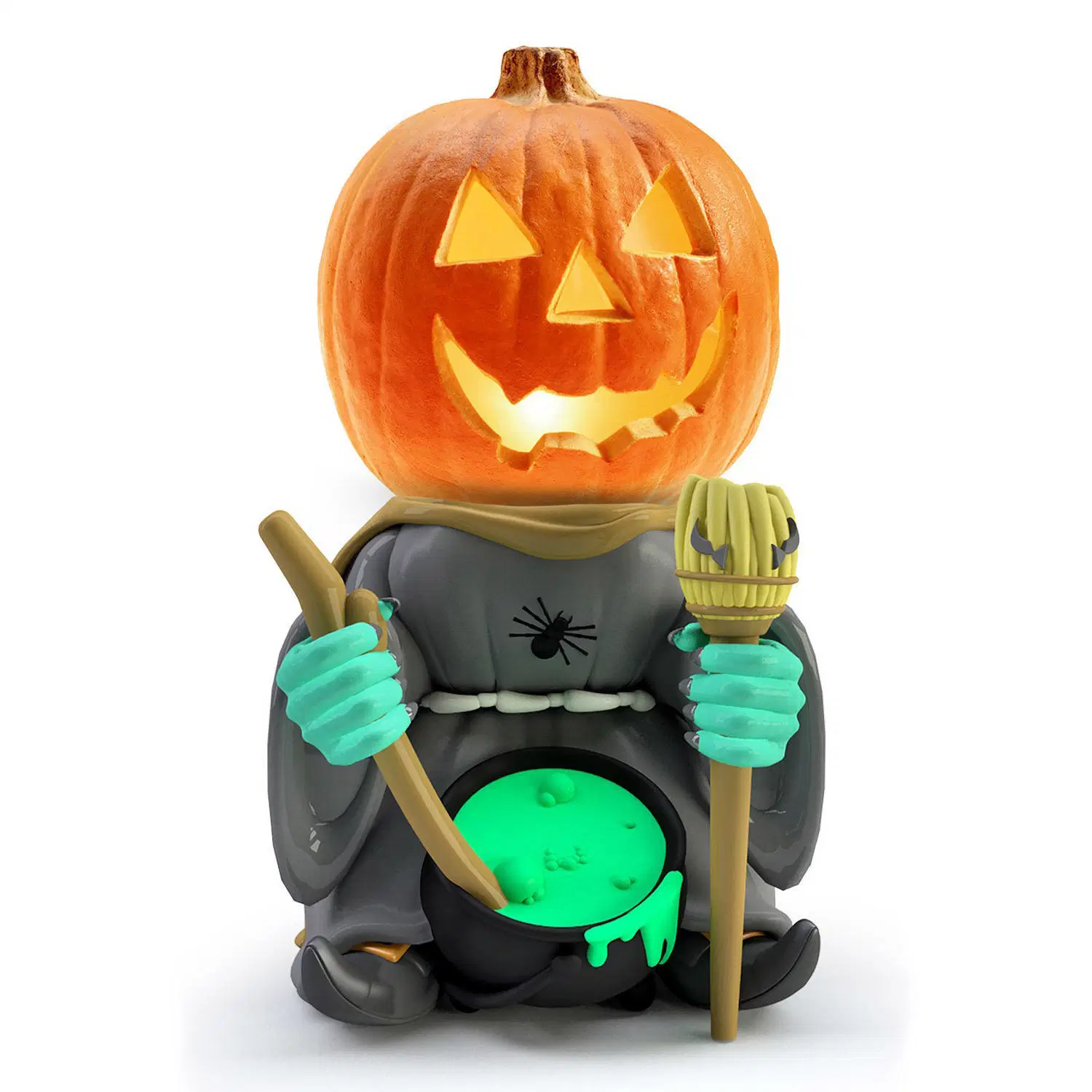 Pumpkin Knight Garden Ornament LED Lantern for Small Pumpkin Head Resin Craft