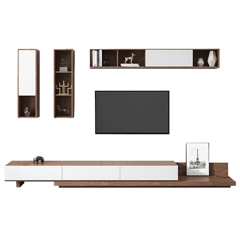 Made in China Wholesale/Supplier Home Living Room Furniture Walnut White Optional Wooden MDF TV Stand and Coffee Table Set for Home Hotel Apartment