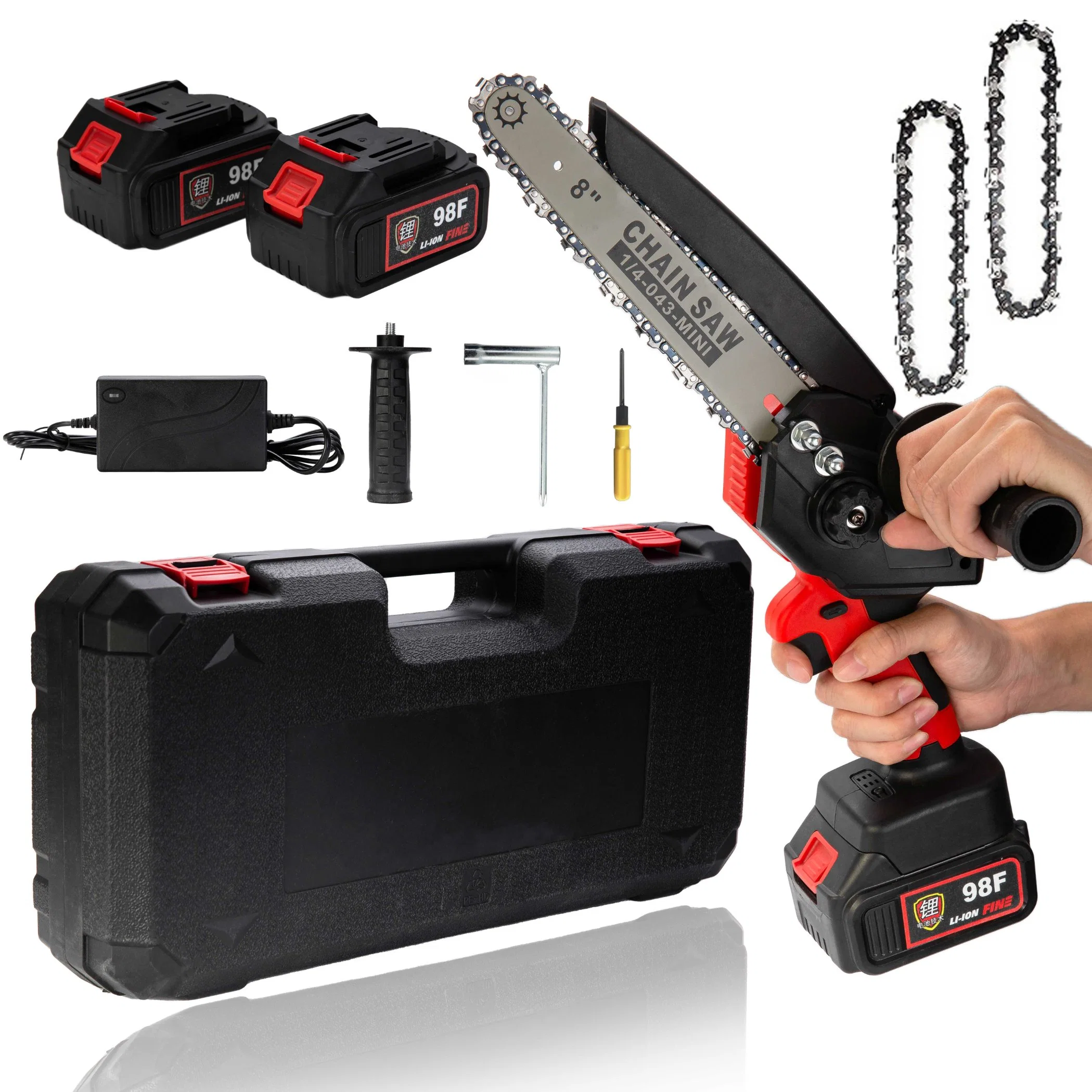 High Quality 21V Portable Handheld Mini Chainsaw 8 Inch Cordless Electric Chainsaw with 2 Lithium Battery Power Tools Garden Tools Chain Saw