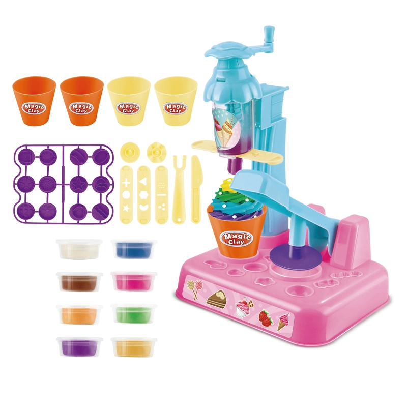 Product Custom DIY Role Play Game Children Desktop Ice Cream Pressing Dough Making Machine Simulation Plastic Kitchen Toy Play-Doh