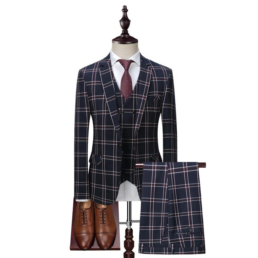 2021 Fashion Man Formal Coat Three Piece Plaid Men's Suits for Wedding/ Business