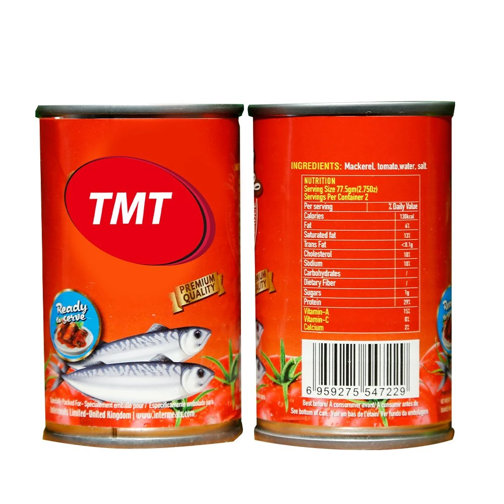 Peixe enlatado em molho de tomate mariscos enlatados em óleo vegetal