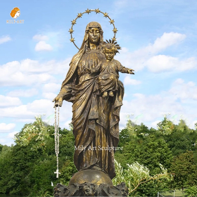 Modern Garden Church Decoration Church Figure Sculpture Hand-Carved Life Size Bronze Virgin Mary Statues Metal Craft