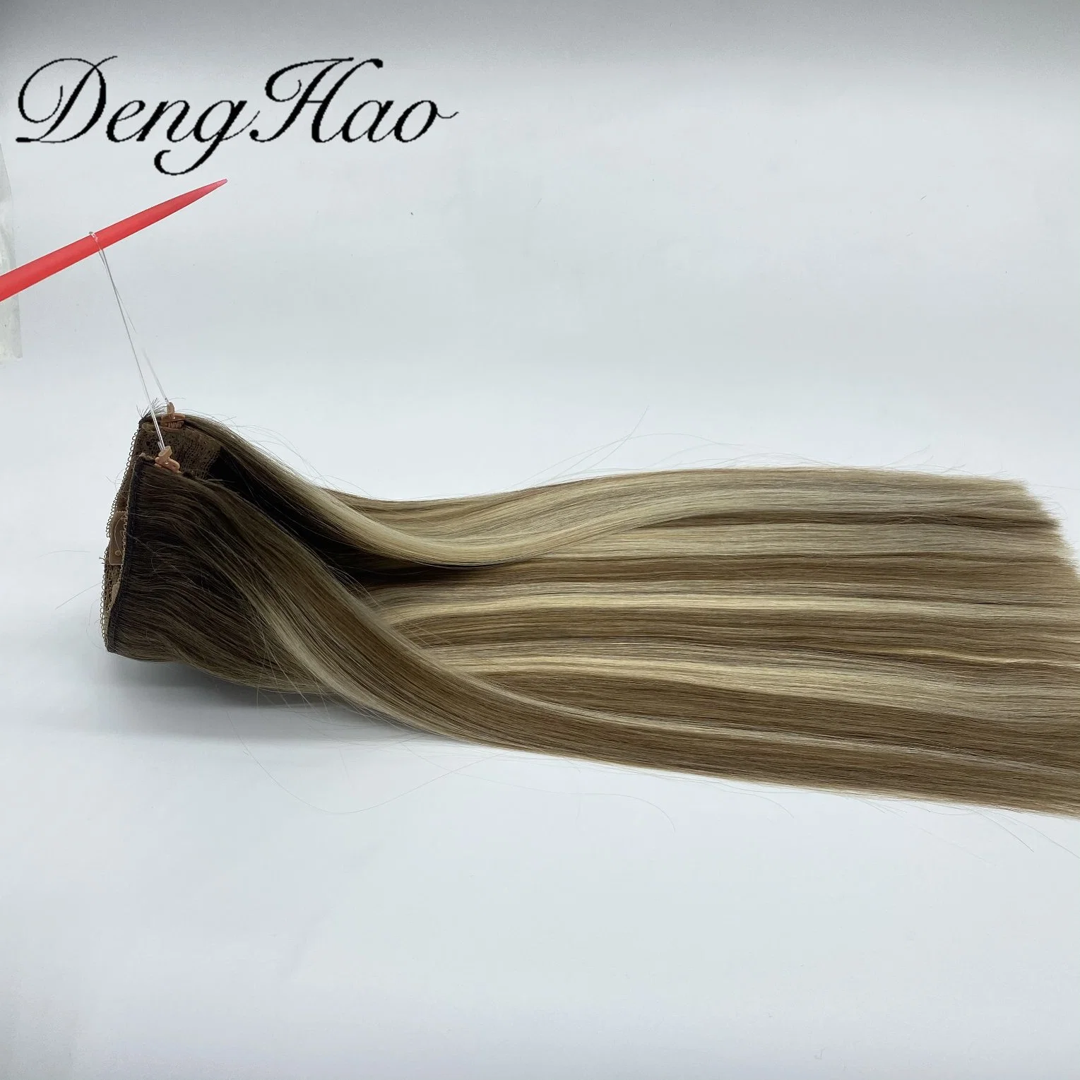 Original Factory 100% Brazilian Remy Russian European Hair Double Drawn Halo in Hair Extensions