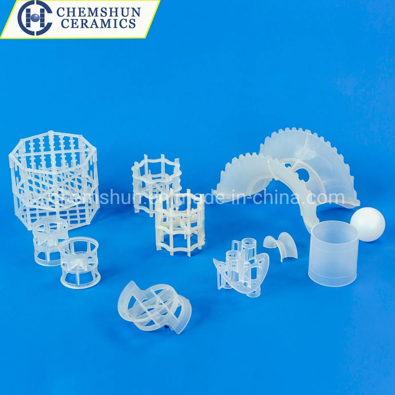 Bolas de plástico Tri-Pack de embalaje de torre aleatoria (PP, PE, PVC, CPVC, PVDF, PFA)