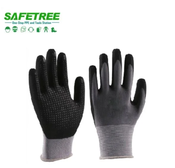 Ce EN388 4131X Nylon Liner gants de sécurité en nitrile pointillés EPI Gants de sécurité anti-dérapants de protection des mains de travail