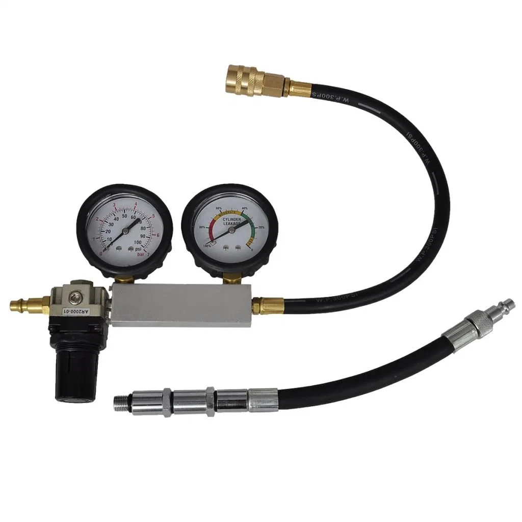 Kit detector de fugas de compresión del motor de gasolina conjunto Kit de herramientas para medir el indicador de doble cilindro automático del sistema con el comprobador de fugas de caso (48110015)