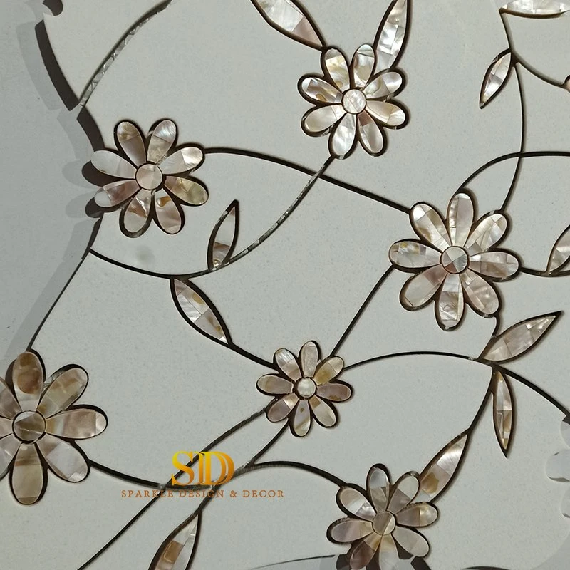 Elegant Waterjet Marble Mosaic Tiles Mix Mop for Bathroom Wall and Kitchen Backsplash