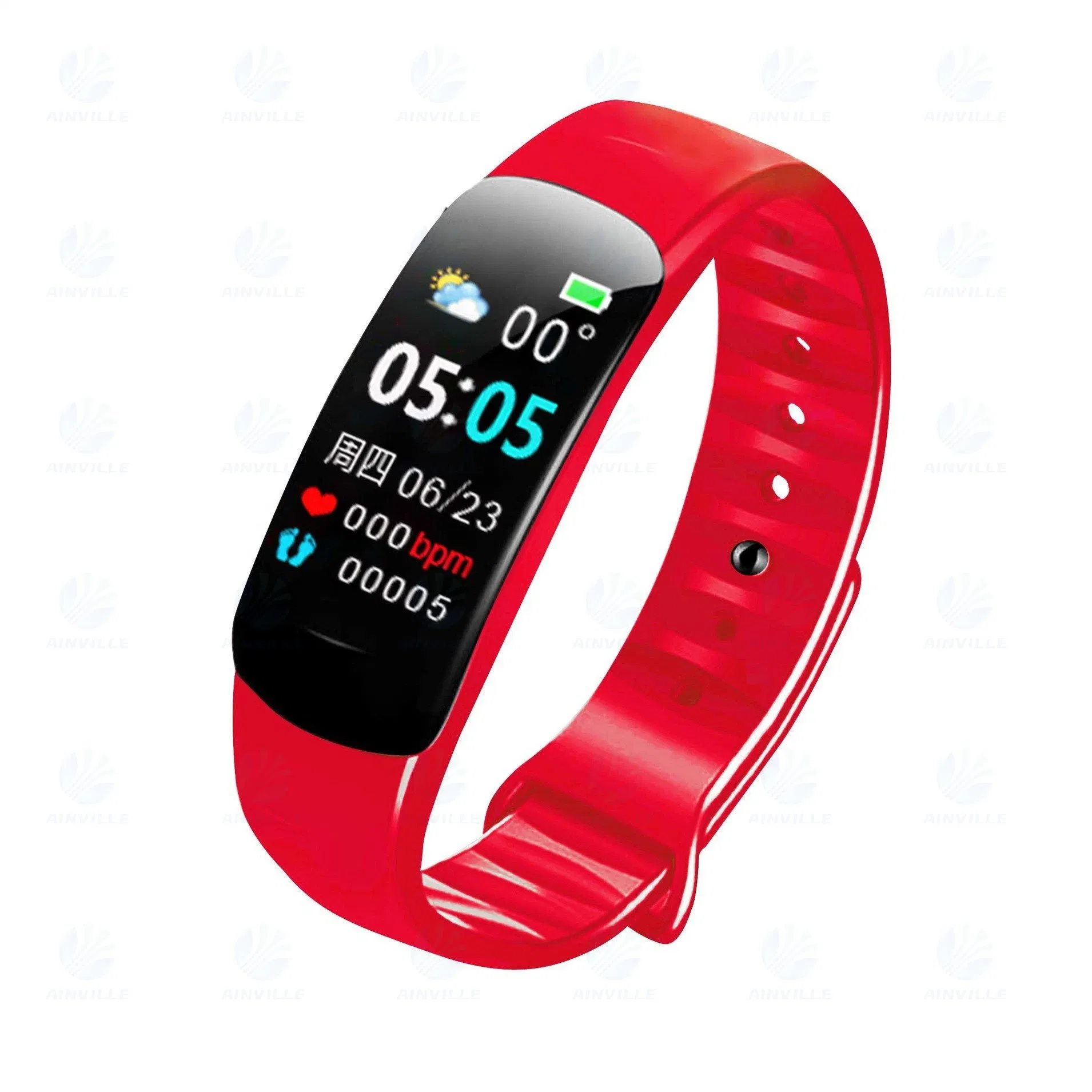 Bracelet intelligent de fitness C1plus avec fréquence cardiaque et tension artérielle, rappel d'appel, étanche, podomètre.