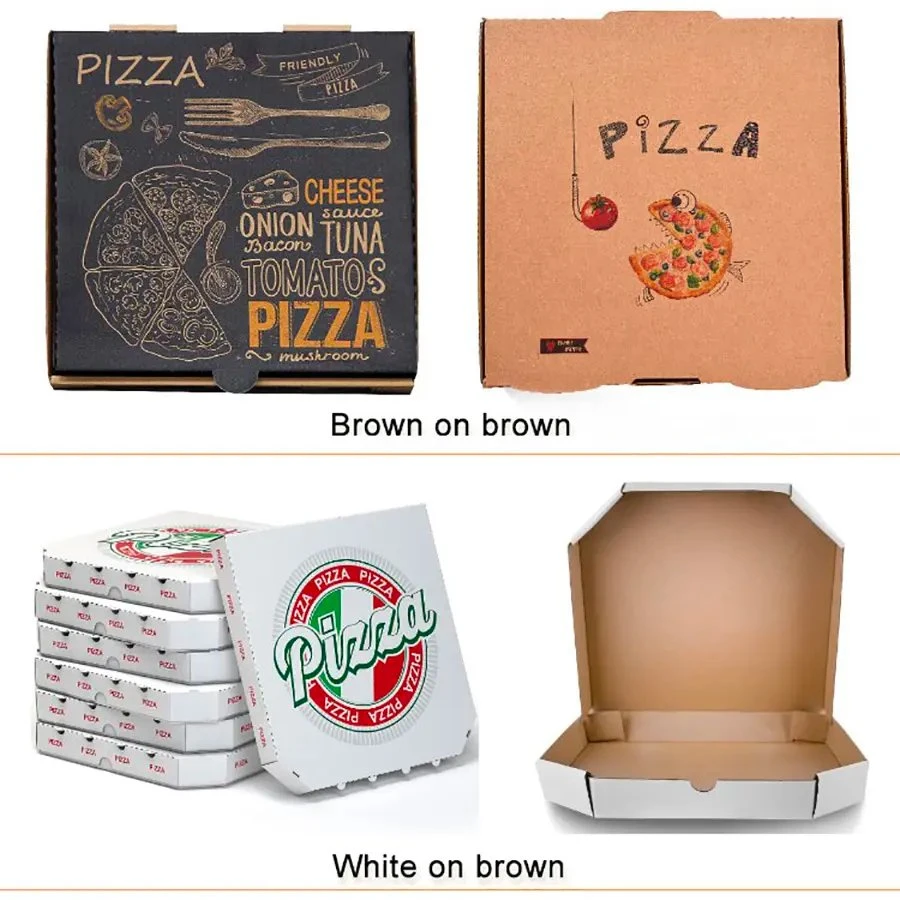 Al por mayor impresión de logotipo personalizado Blanco corrugado Pizza papel de embalaje Carton Caja