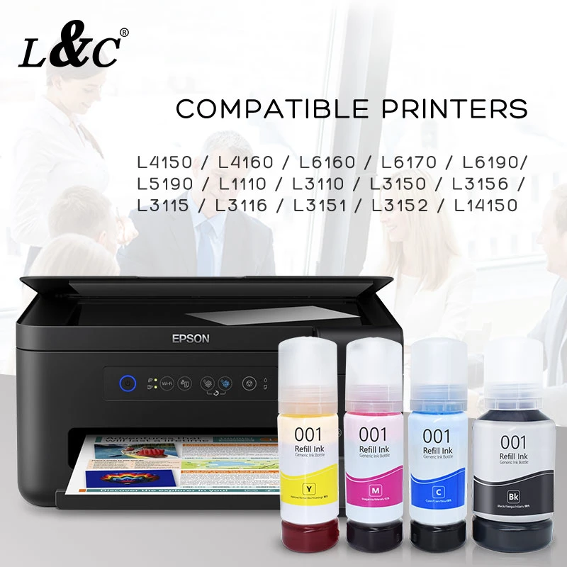 L&C 70ml Black Gray 001 Ep001 Refill Dye Ink for Epson L4150 / 4160 / 6160 /6170 / 6190 Digital Printing