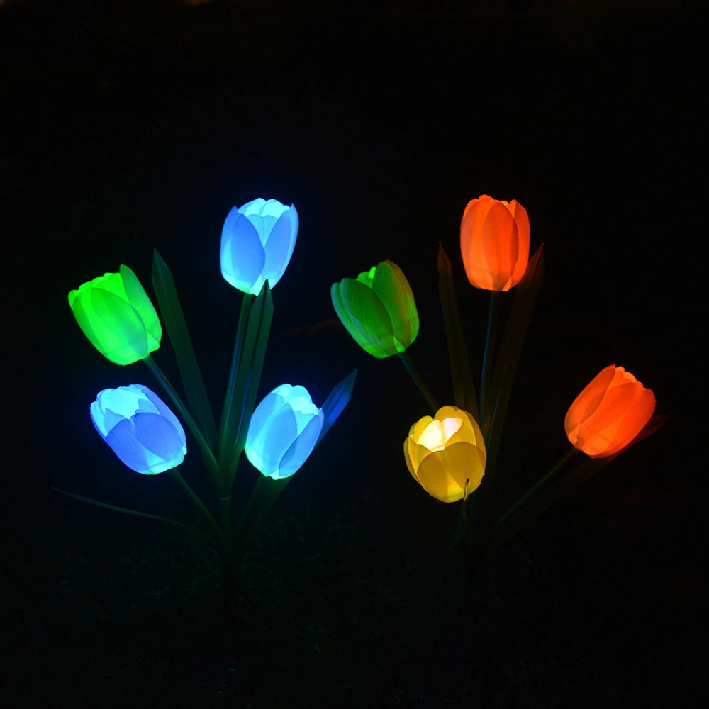 LED Tulip Flower Stake Light Solar Energy Rechargeable for Outdoor Garden Patio Pathway Porch Backyard Bl16583