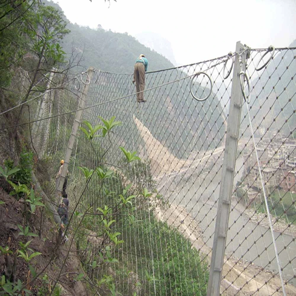 Slope Protection Net Steel Grid Mesh Rockfall Barrier Mesh Sns Flexible Security Protection System