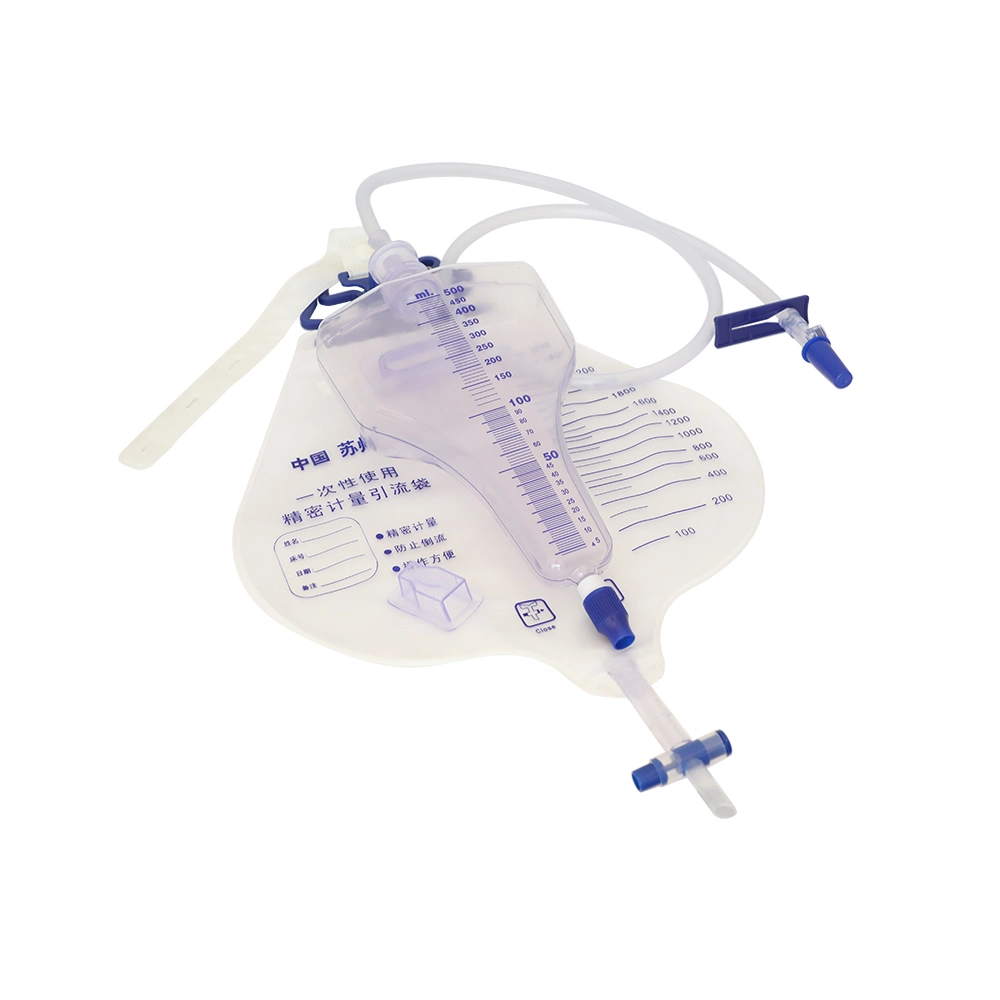 Chinese Manufacturer Disposable Sterilize Urine Bag Urine Collection Drainage Bag with T-Valve