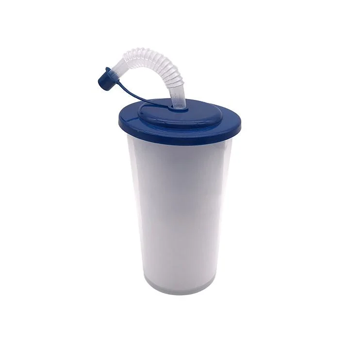 Insulated Clear Plastic Cup Mug for Hospital with Handle Lid and Straw