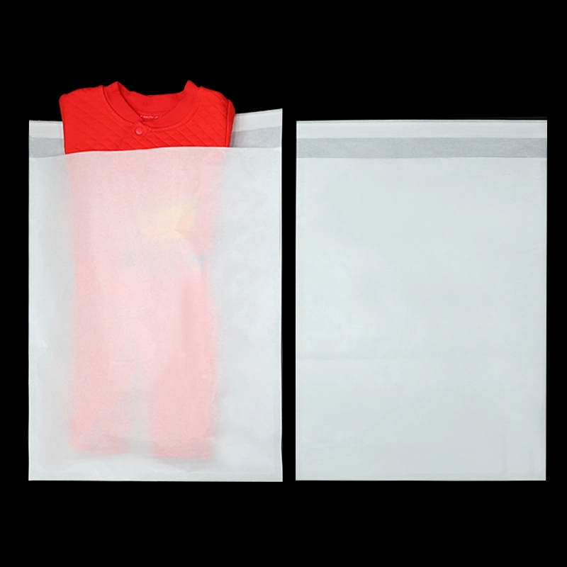حقيبة ورق شبه شفافة بيضاء 40GSM Glassine مخصصة قابلة للتحلل الحيوي لـ تغليف الملابس