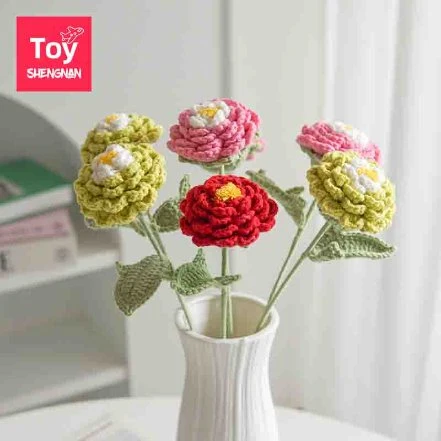 Artifical Peony Handmade Crochet Flower Toy Artificial Wedding Decoration DIY Kid Children