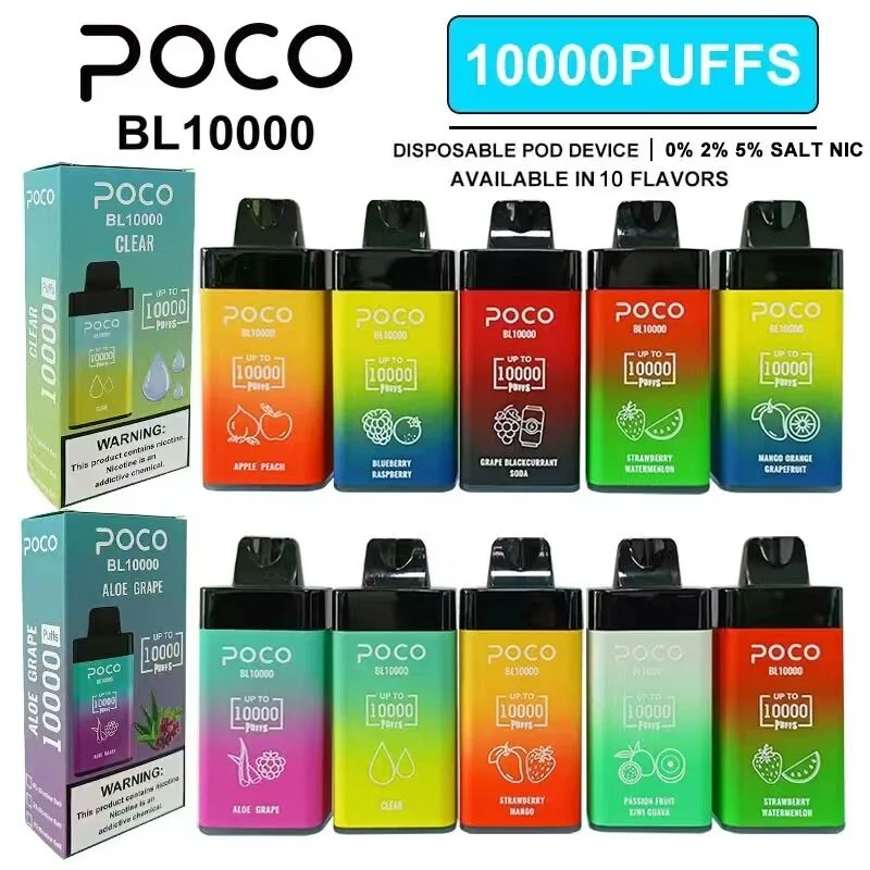 10K Puff Bar Poco Bl 10000 Disposable Vape Mesh Coil 20 Ml E-Juice Airflow Adjustable