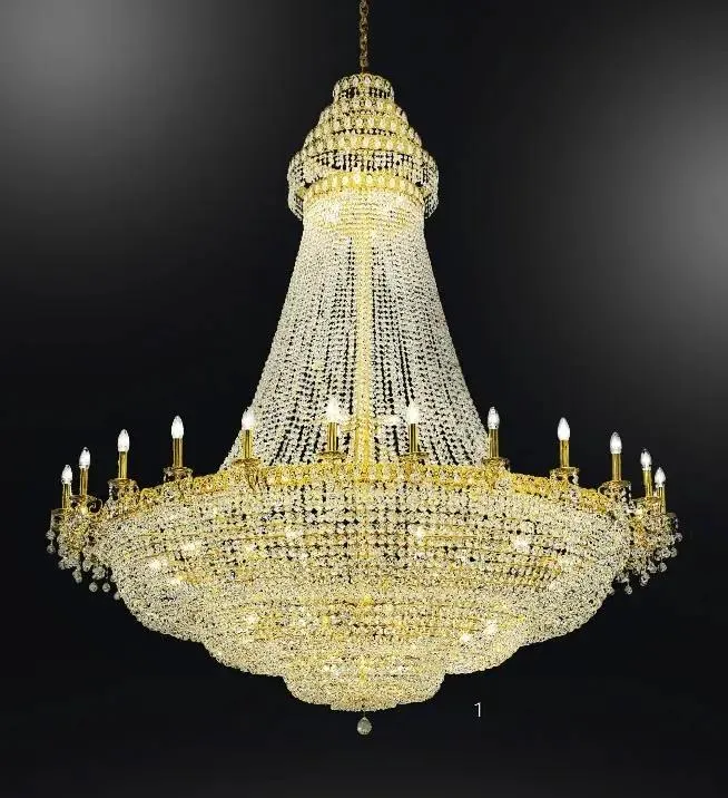 Lampe or de luxe à grand lustre en cristal pour le bâtiment duplex de la villa Maison Hall escalier en spirale Temple projet d'éclairage