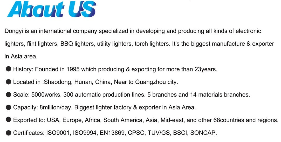 2021 Hunan Dongyi Neue entwickeln BBQ Gas Kitchen elektrische Feuerzeuge Mit ISO22702 Zertifizierung