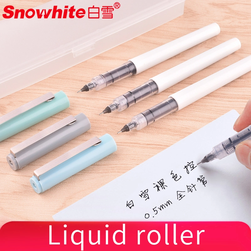 Stationery Office Supply Roller Ball Pen Quick Dry Ink Smooth Writing, Needle Tip 0.5mm, . Metal Clip, Refillable Red Color Logo Pen