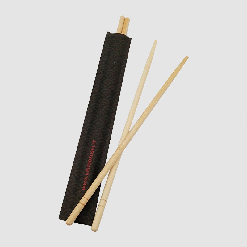 Custom Printed Bamboo Round Chopsticks in Paper Packing