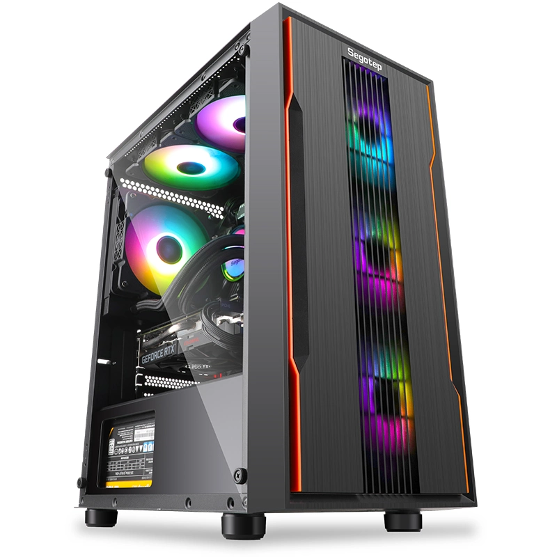 Segotep Prime G Plus Mesh Front Panel for Great Airflow and RGB Lighting Effect, USB3.0*1, USB2.0*2, HD Audio, 8 Fans Position, Gaming Case