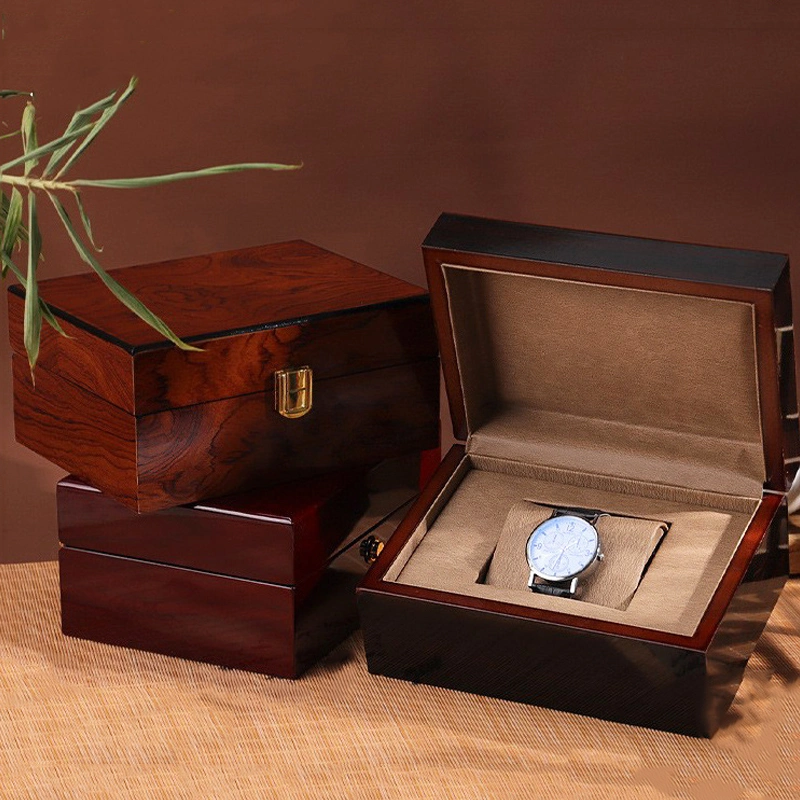 Wooden Craft Walnut Watch Box 3 Slots Storage Fashion Style Brown Walnut Gift Wooden Watch Box