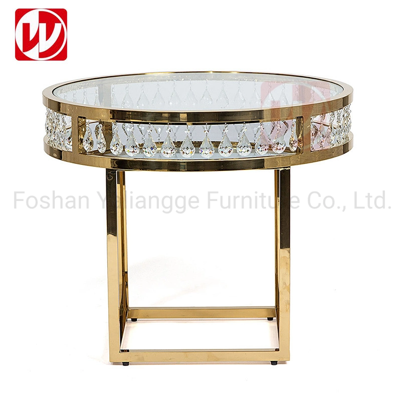 Luxury Wedding Crystal Round Table Dessert Stand Table Silver Stainless Steel Party Cake Table