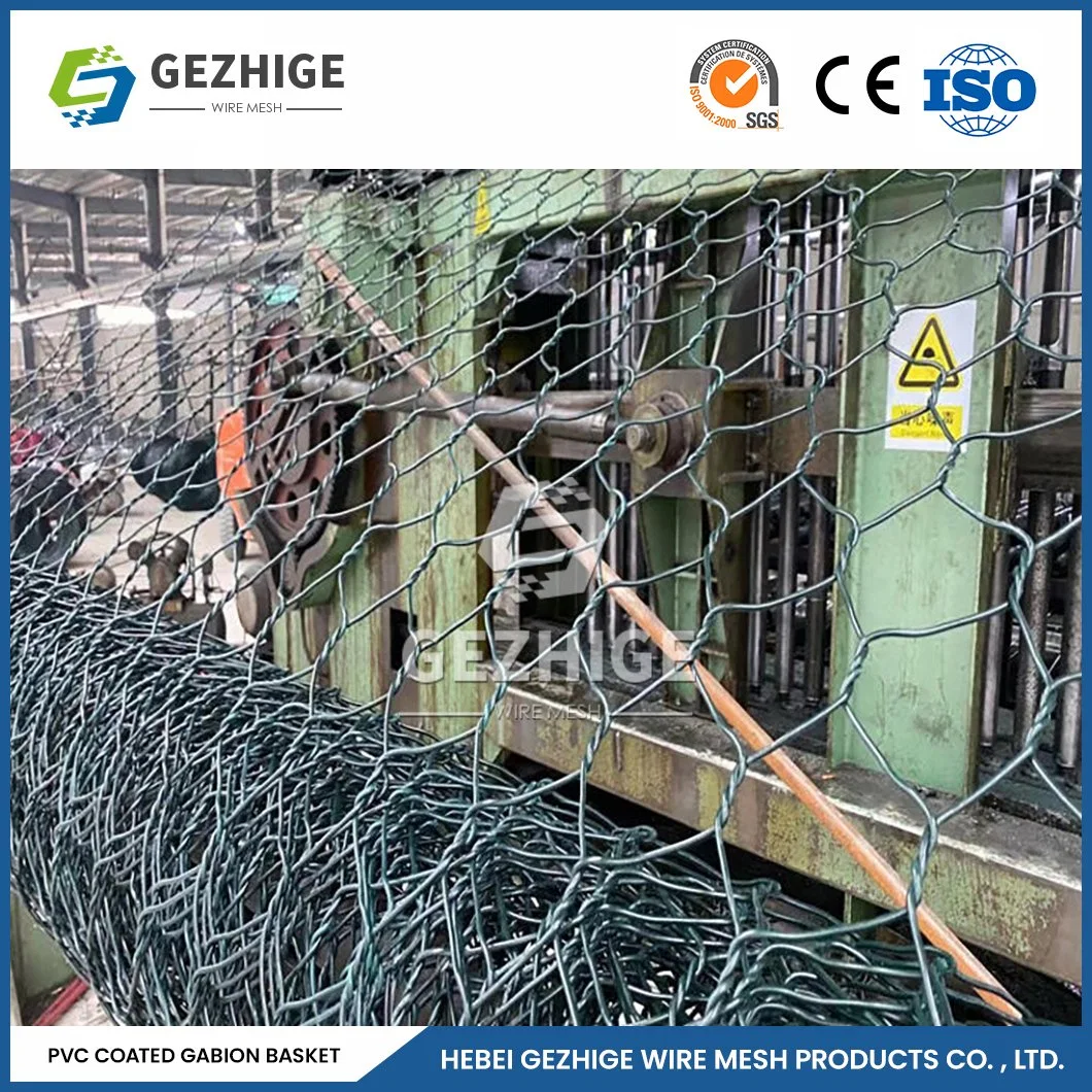 Gezhige 80X120 mm Gabion Manufacturing 2.0-4.0mm Wire Thickness PVC Coated Hot DIP Galvanized Wire Mesh Gabion China 2.0*1.5*1.0 M Gabion Box Basket Cage