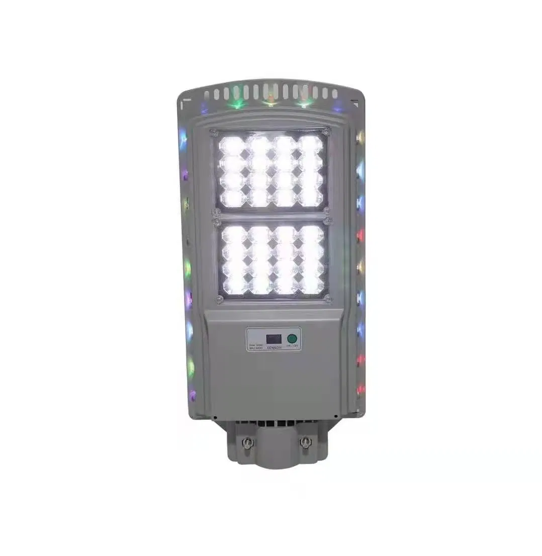 All in One Solar Series IP65 Street Light with Colorful Light Decoration 150W ABS Material with Garden Radar Sensor