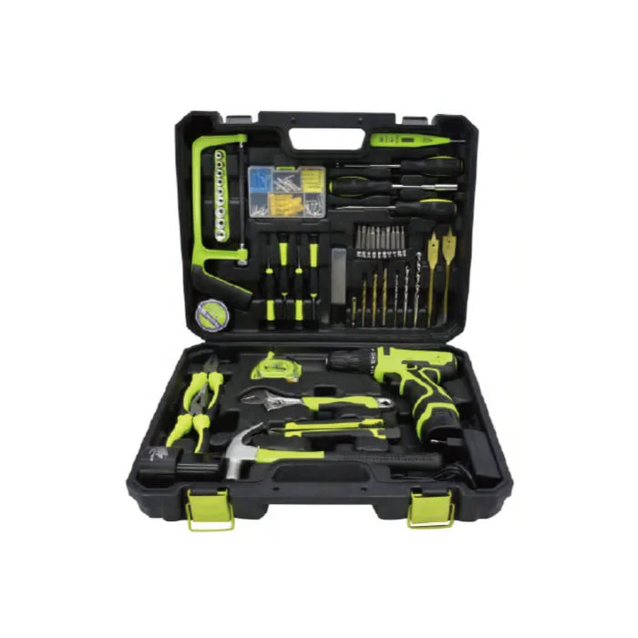 Wholesale/Supplier Yellow Color Electric Tool Kits Cordless Drill Set with Two Lithium Batteries for Home Use