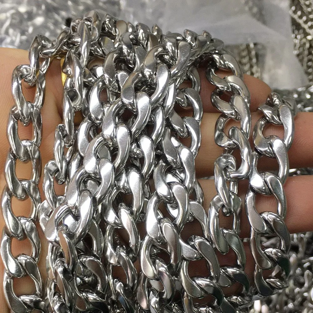 Accesorios de moda Joyas de la cadena de bordillo de acero inoxidable Pulsera Collar Cadena para zapatos bolsos