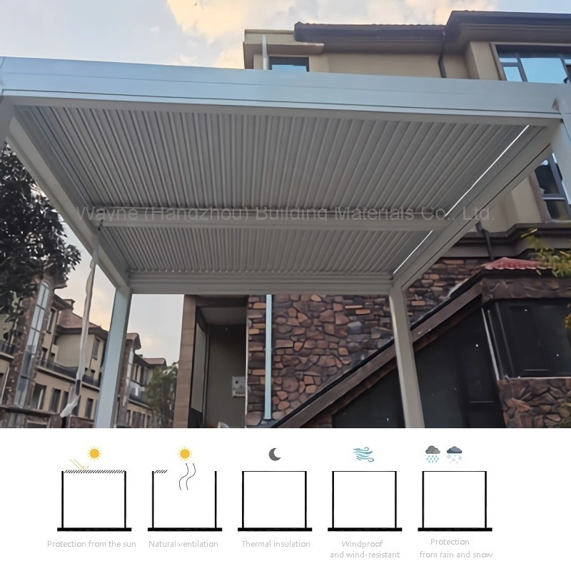 Adjustable Louver Roof System Aluminium Arches Arbours Pergolas with LED Lights